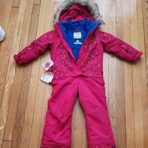 GiRoxy Fuchsia Snowsuit with Faux Fur Trim